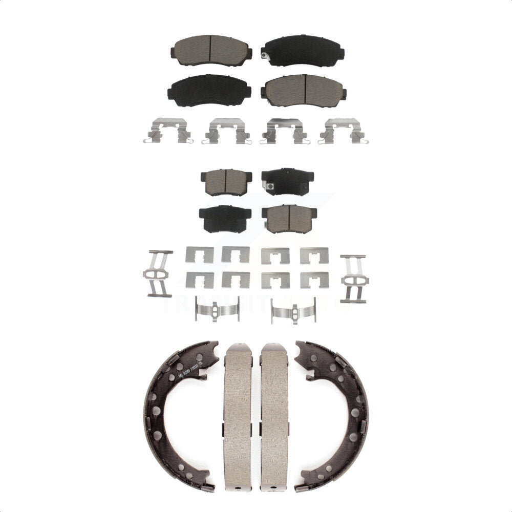 Front Rear Ceramic Brake Pads And Parking Shoes Kit For Acura RDX