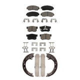 Front Rear Ceramic Brake Pads And Parking Shoes Kit For Honda CR-V Acura RDX