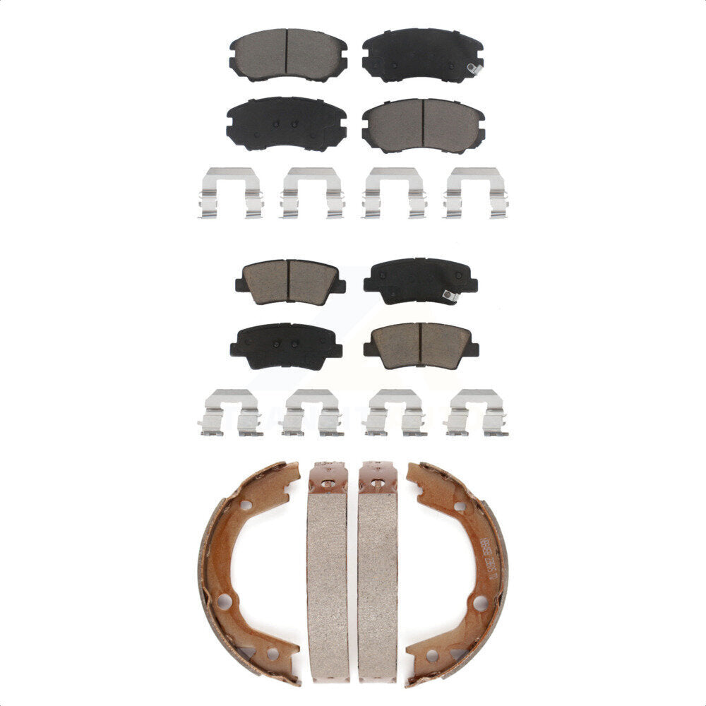 Front Rear Ceramic Brake Pads And Parking Shoes Kit For Hyundai Sonata Elantra