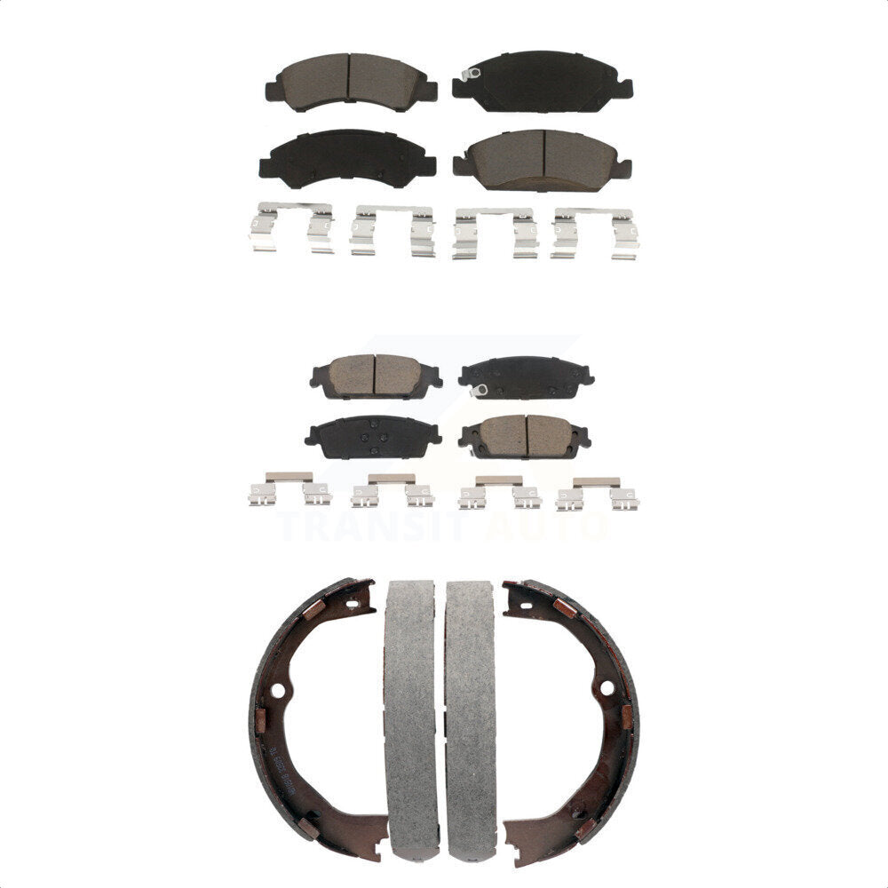 Front Rear Ceramic Brake Pads Parking Shoes Kit For Chevrolet Silverado 1500 GMC