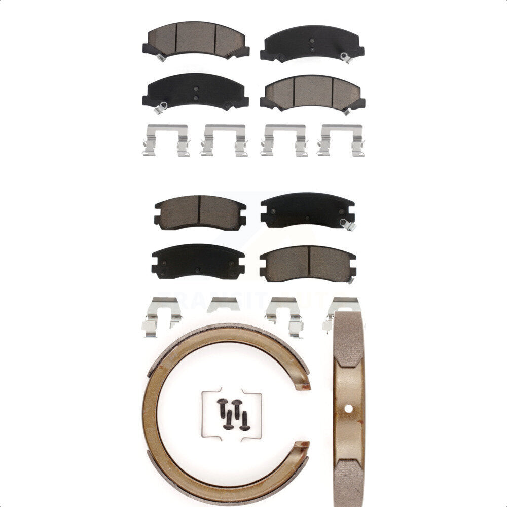 Front Rear Ceramic Brake Pads Parking Shoes Kit For Chevrolet Impala Monte Carlo