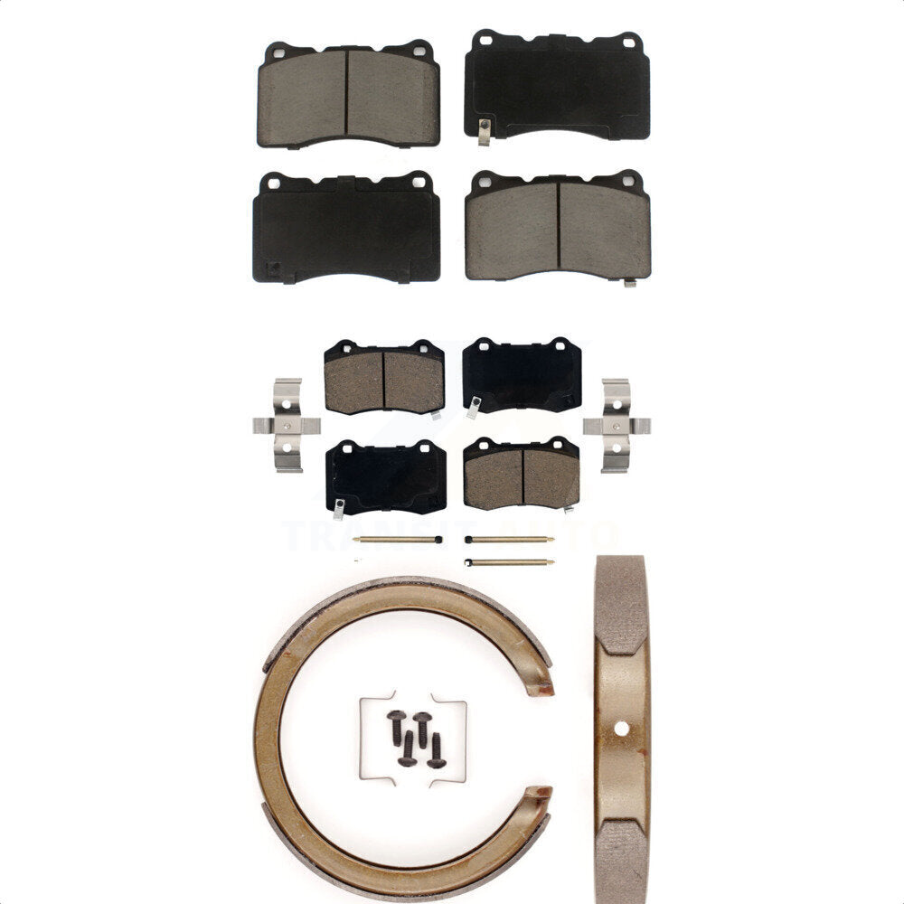 Front Rear Ceramic Brake Pads And Parking Shoes Kit For Cadillac STS