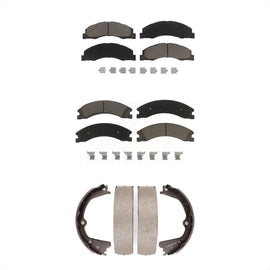Front Rear Ceramic Brake Pads And Parking Shoes Kit For Ford E-450 Super Duty