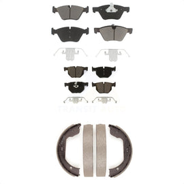 Front Rear Ceramic Brake Pads And Parking Shoes Kit For BMW 525i
