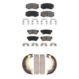 Front Rear Ceramic Brake Pads & Parking Shoe Kit For Kia Sportage Hyundai Tucson