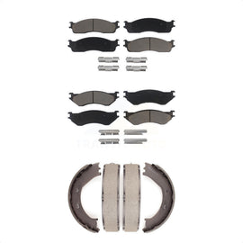 Front Rear Ceramic Brake Pads And Parking Shoes Kit For Dodge Ram 1500
