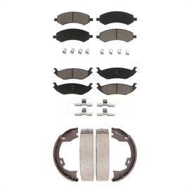 Front Rear Ceramic Brake Pads And Parking Shoes Kit For Dodge Ram 1500