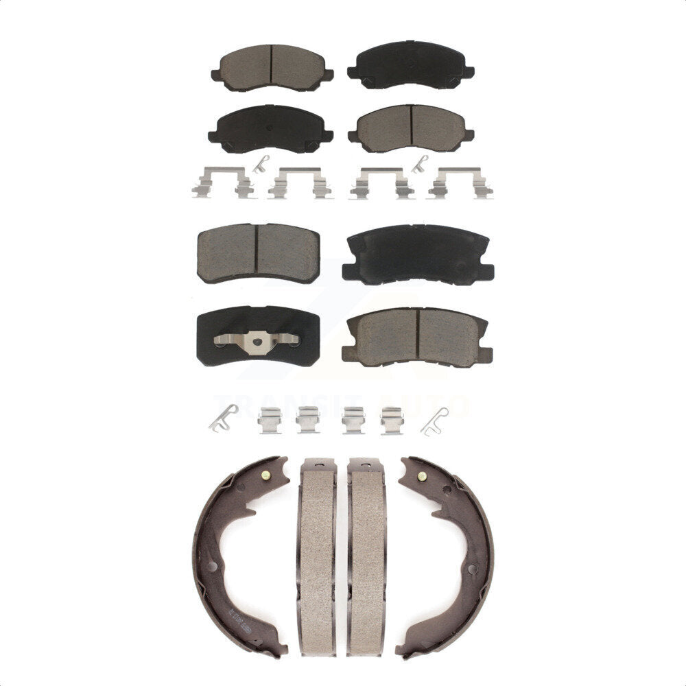 Front Rear Ceramic Brake Pads And Parking Shoes Kit For Mitsubishi Outlander