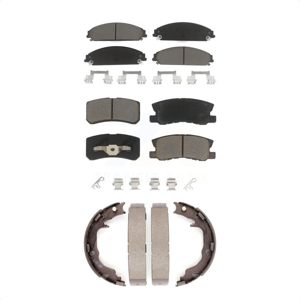 Front Rear Ceramic Brake Pads Parking Shoe Kit For 2008-2009 Dodge Caliber SRT-4