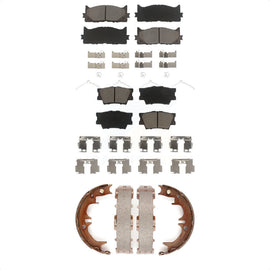 Front Rear Ceramic Brake Pads And Parking Shoes Kit For Toyota Camry Lexus ES350