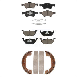 Front Rear Ceramic Brake Pads & Parking Shoe Kit For Ford Escape Mercury Mariner