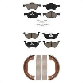 Front Rear Ceramic Brake Pads & Parking Shoe Kit For Ford Escape Mercury Mariner