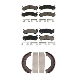Front Rear Ceramic Brake Pads & Parking Shoe Kit For Chevrolet Silverado 2500 HD