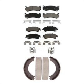 Front Rear Ceramic Brake Pads Parking Shoes Kit For Chevrolet Silverado 1500 GMC
