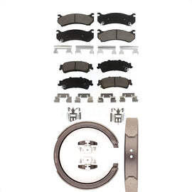 Front Rear Ceramic Brake Pads Parking Shoes Kit For Chevrolet Silverado 1500 GMC