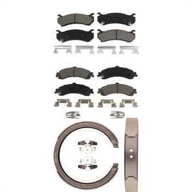 Front Rear Ceramic Brake Pads Parking Shoes Kit For Chevrolet Silverado 1500 GMC