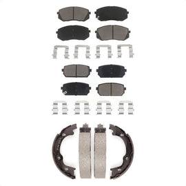 Front Rear Ceramic Brake Pads And Parking Shoes Kit For 2007-2010 Kia Rondo