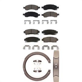Front Rear Ceramic Brake Pads Parking Shoe Kit For Chevrolet Trailblazer GMC EXT