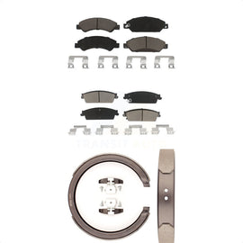 Front Rear Ceramic Brake Pads Parking Shoes Kit For Chevrolet Tahoe GMC Suburban