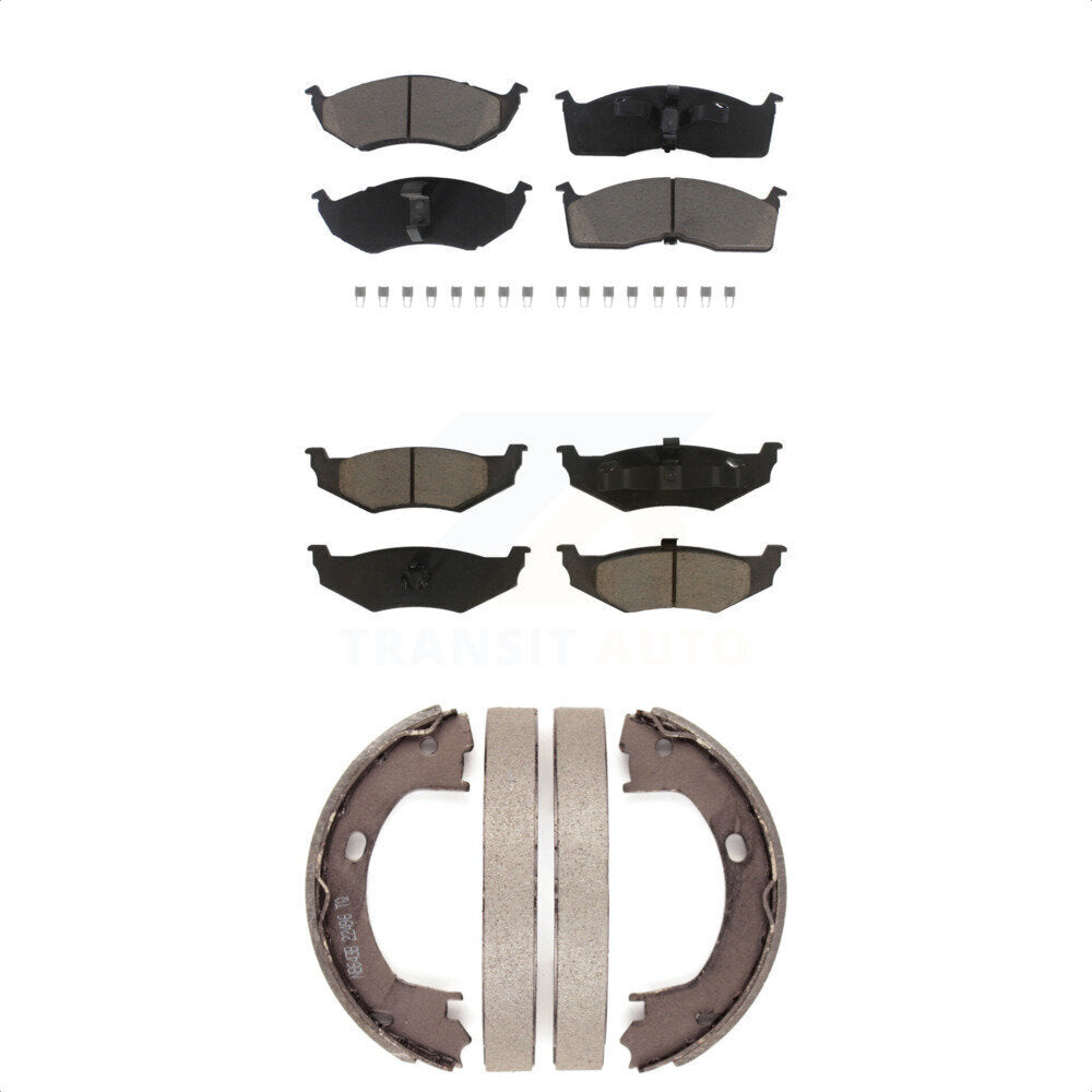 Front Rear Ceramic Brake Pads Parking Shoes Kit For Chrysler Dodge Intrepid 300M