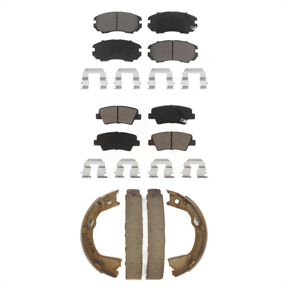 Front Rear Ceramic Brake Pads And Parking Shoes Kit For 2010-2011 Hyundai Azera