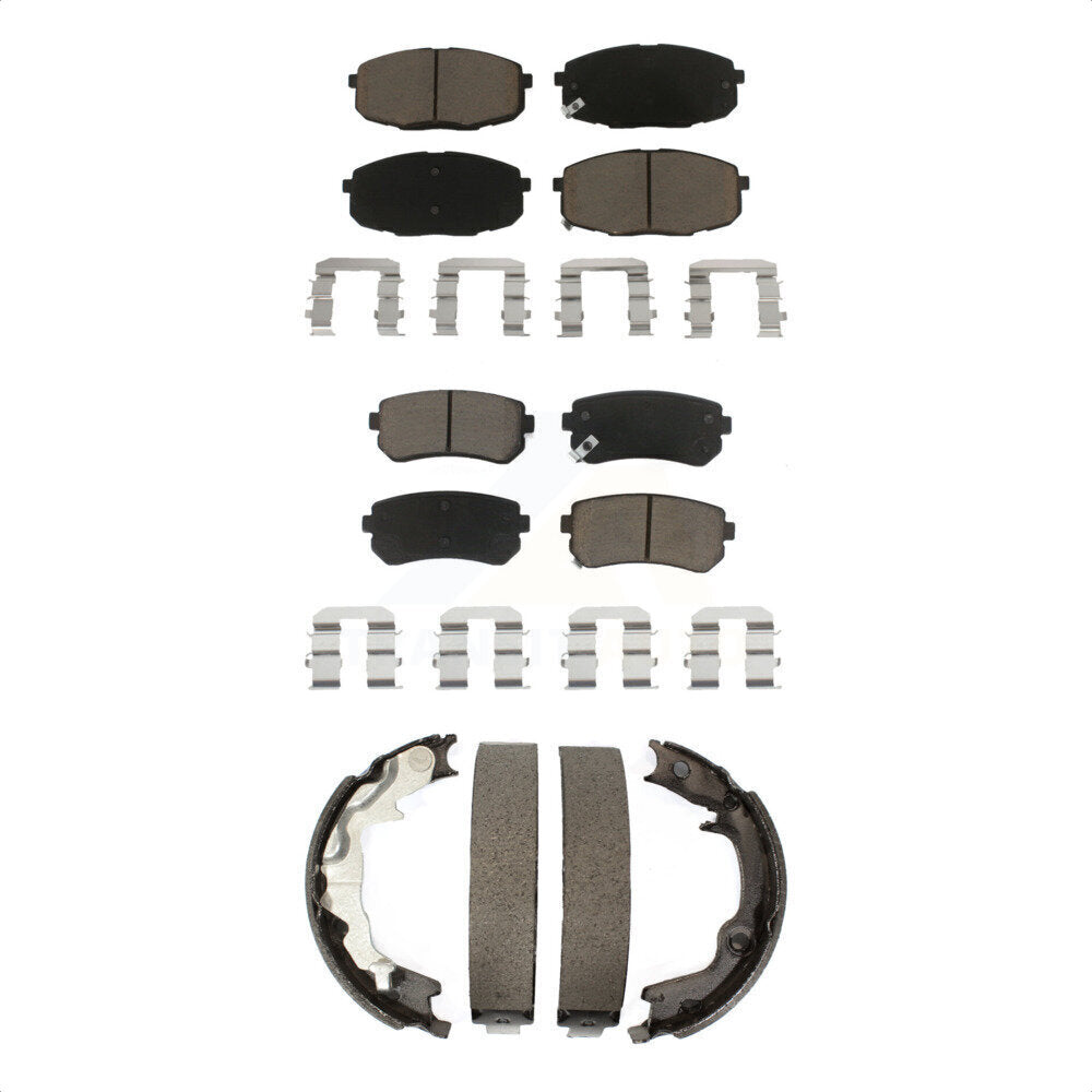Front Rear Ceramic Brake Pads And Parking Shoes Kit For 2010-2013 Kia Forte Koup