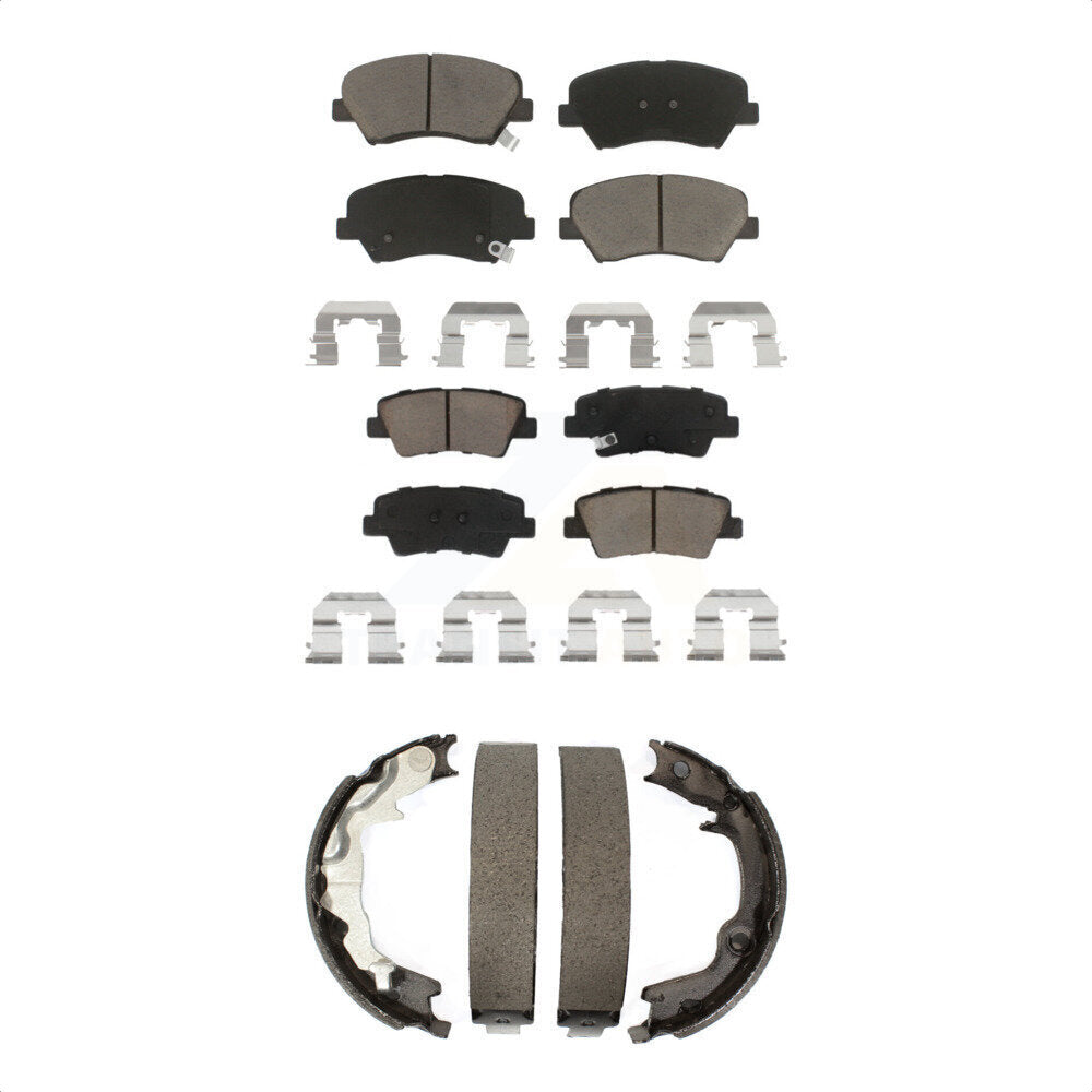 Front Rear Ceramic Brake Pads And Parking Shoes Kit For 2014-2014 Kia Forte Koup