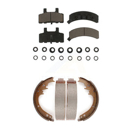 Front Rear Ceramic Brake Pads Drum Shoes Kit For Dodge Ram 1500 Cadillac DeVille