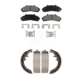 Front Rear Ceramic Brake Pads & Drum Shoes Kit For Ford Ranger Mazda B3000 B2300