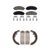 Front Rear Ceramic Brake Pads & Drum Shoes Kit For Ford Ranger Mazda B2300 B3000