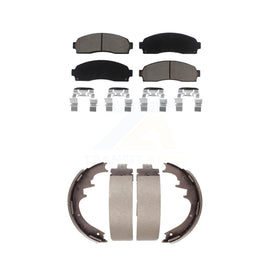 Front Rear Ceramic Brake Pads & Drum Shoes Kit For Ford Ranger Mazda B2300 B3000