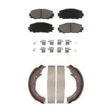 Front Rear Ceramic Brake Pads And Drum Shoes Kit For Toyota Prius C Scion iQ