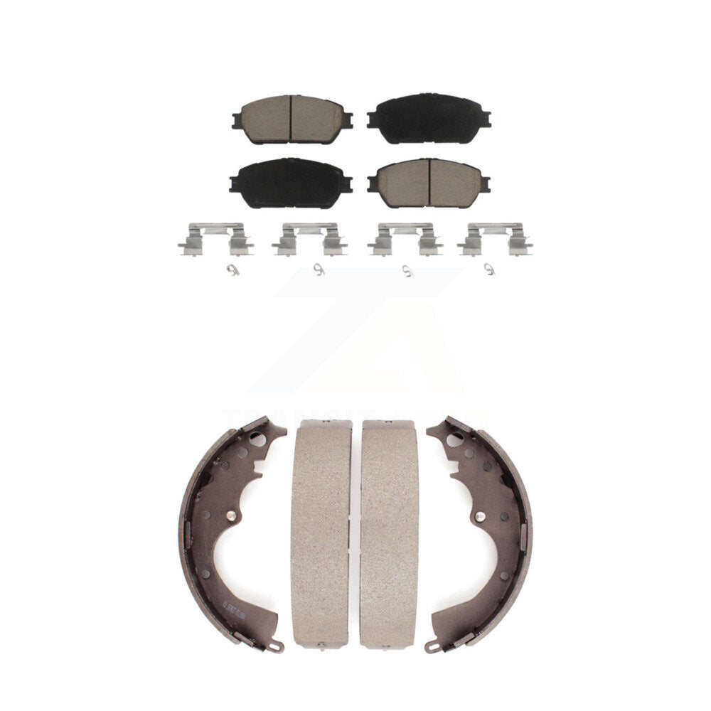 Front Rear Ceramic Brake Pads Drum Shoes Kit For Toyota Tacoma With 5 Lug Wheels