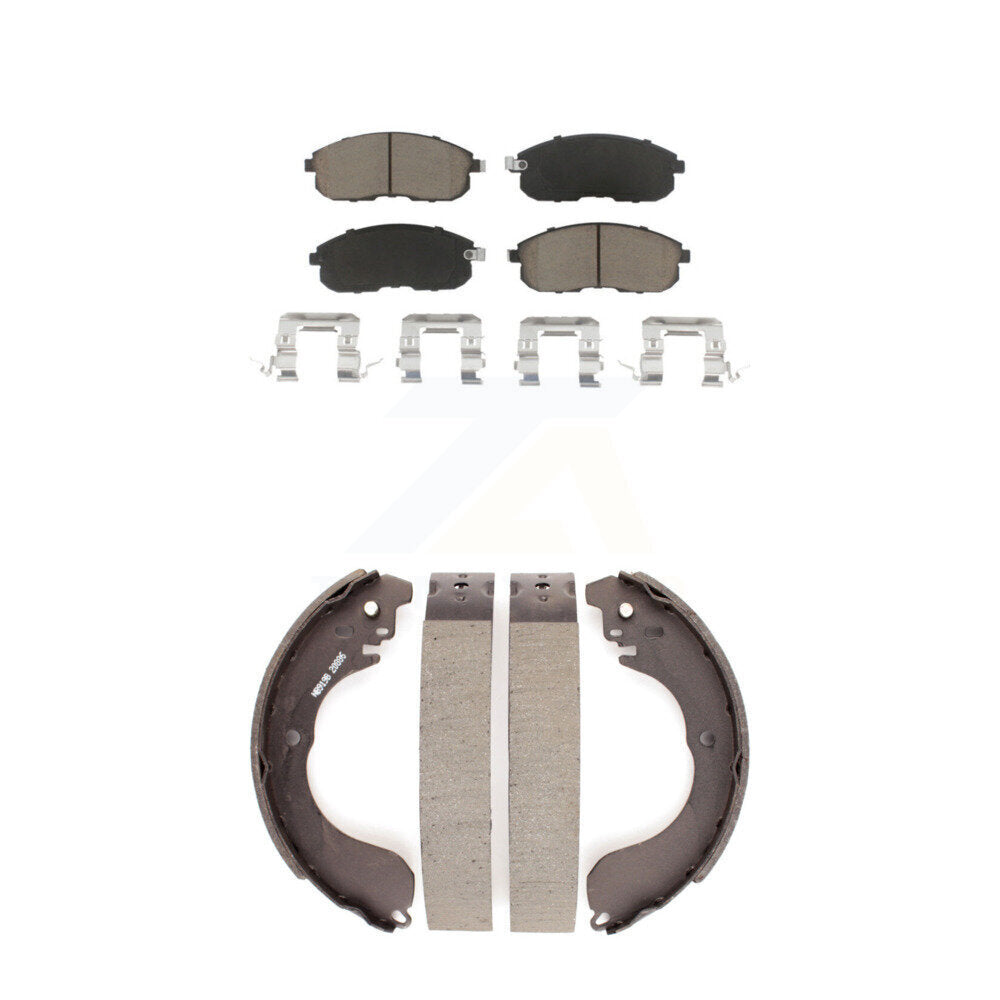 Front Rear Ceramic Brake Pads And Drum Shoes Kit For Nissan Sentra Versa Cube