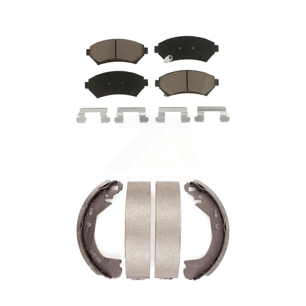 Front Rear Ceramic Brake Pads Drum Shoes Kit For Buick Century Chevrolet Venture