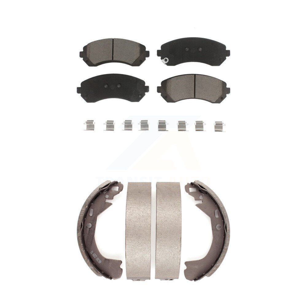 Front Rear Ceramic Brake Pads & Drum Shoes Kit For Chevrolet Venture Pontiac AWD