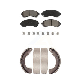 Front Rear Ceramic Brake Pads & Drum Shoes Kit For Chevrolet Venture Pontiac AWD