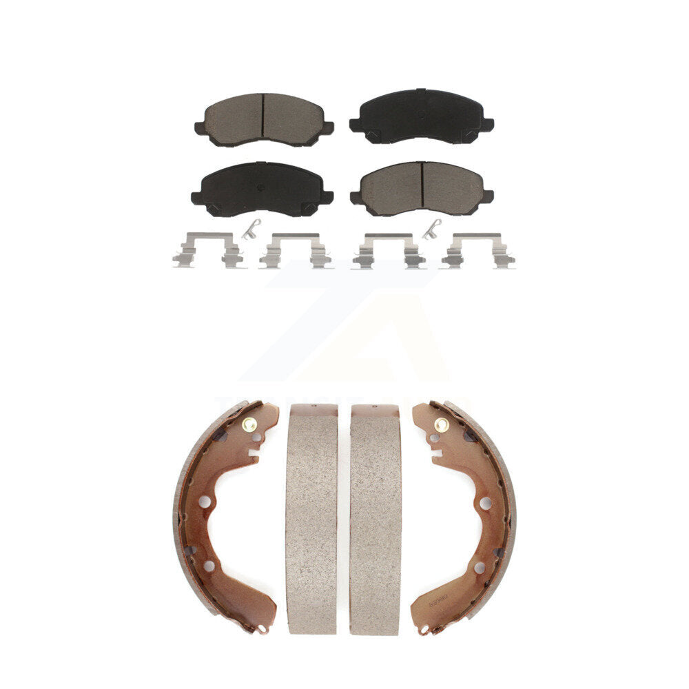 Front Rear Ceramic Brake Pads And Drum Shoes Kit For Chrysler Sebring Mitsubishi