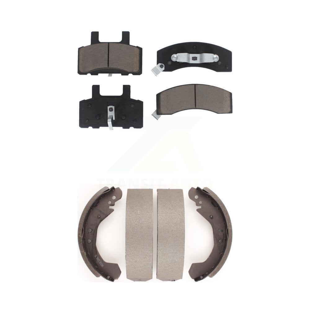 Front Rear Ceramic Brake Pads And Drum Shoes Kit For Chevrolet Tahoe GMC Yukon