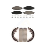 Front Rear Ceramic Brake Pads Drum Shoe Kit For 03-05 Lincoln Town Car Limousine