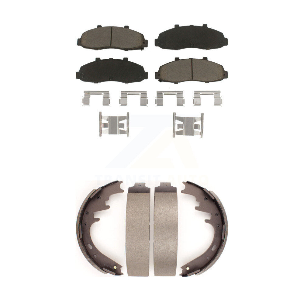 Front Rear Ceramic Brake Pads And Drum Shoes Kit For Ford F-150
