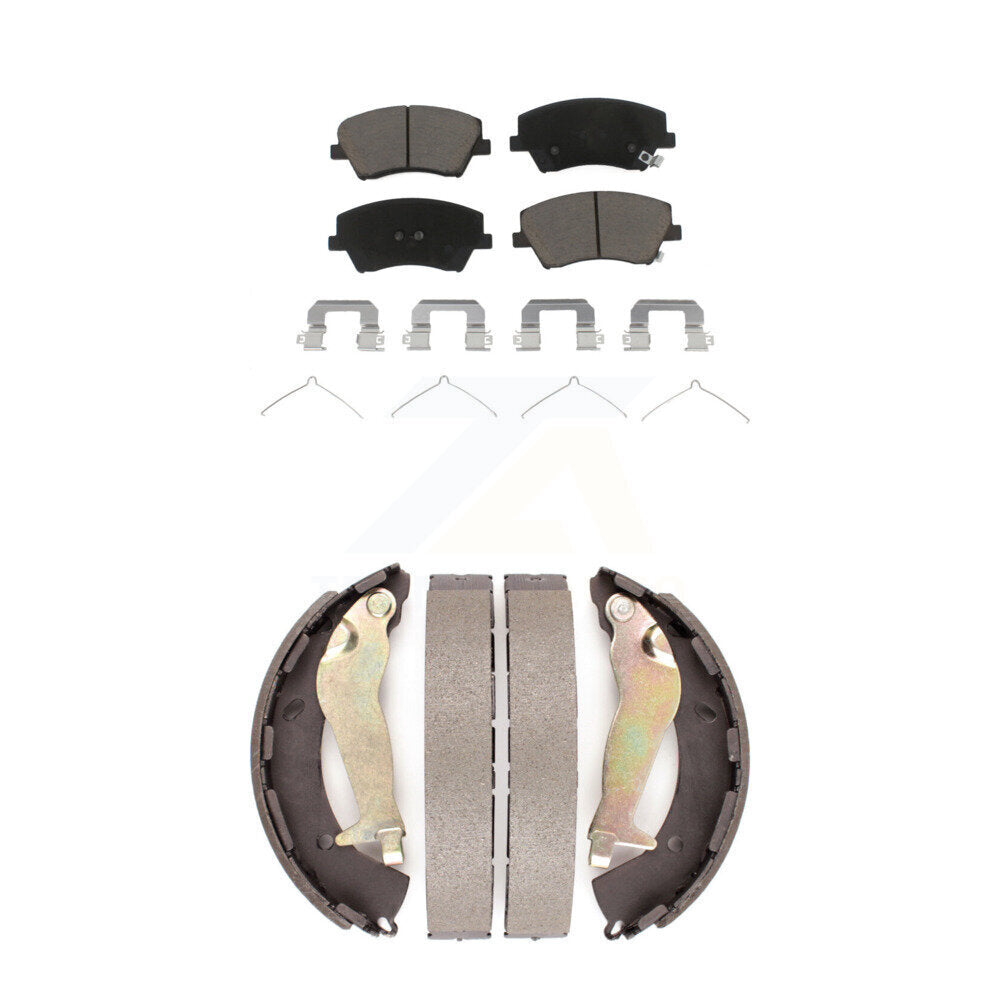 Front Rear Ceramic Brake Pads And Drum Shoes Kit For Hyundai Elantra