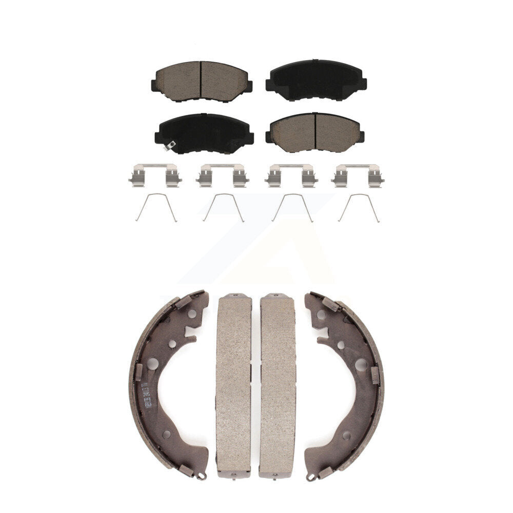 Front Rear Ceramic Brake Pads And Drum Shoes Kit For Honda Civic