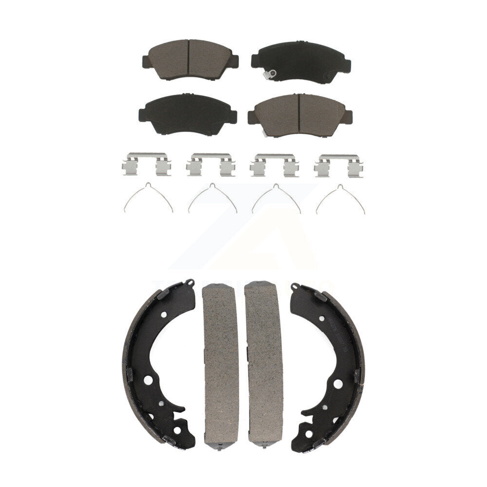 Front Rear Ceramic Brake Pads And Drum Shoes Kit For Honda Civic