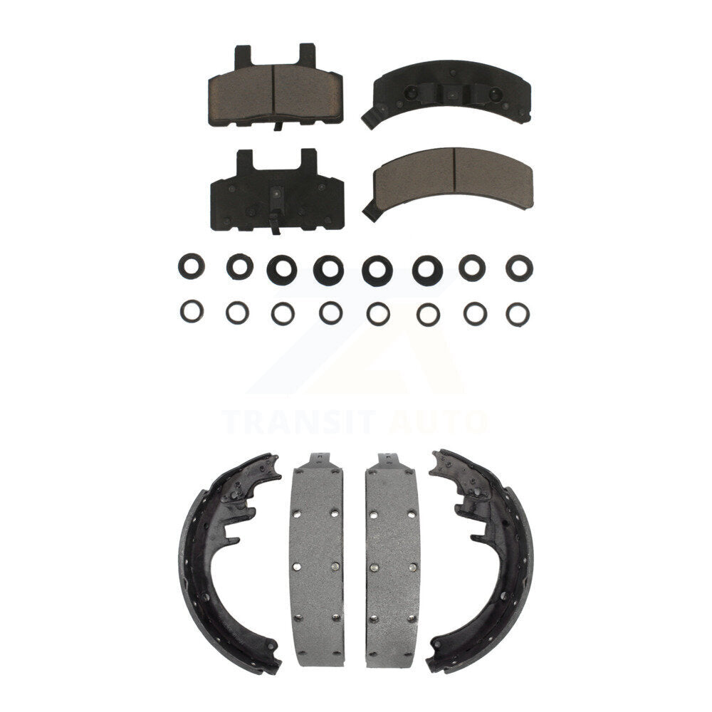 Front Rear Ceramic Brake Pads And Drum Shoes Kit For Chevrolet K1500 Suburban