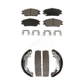 Front Rear Ceramic Brake Pads And Drum Shoes Kit For 2003-2005 Hyundai Accent