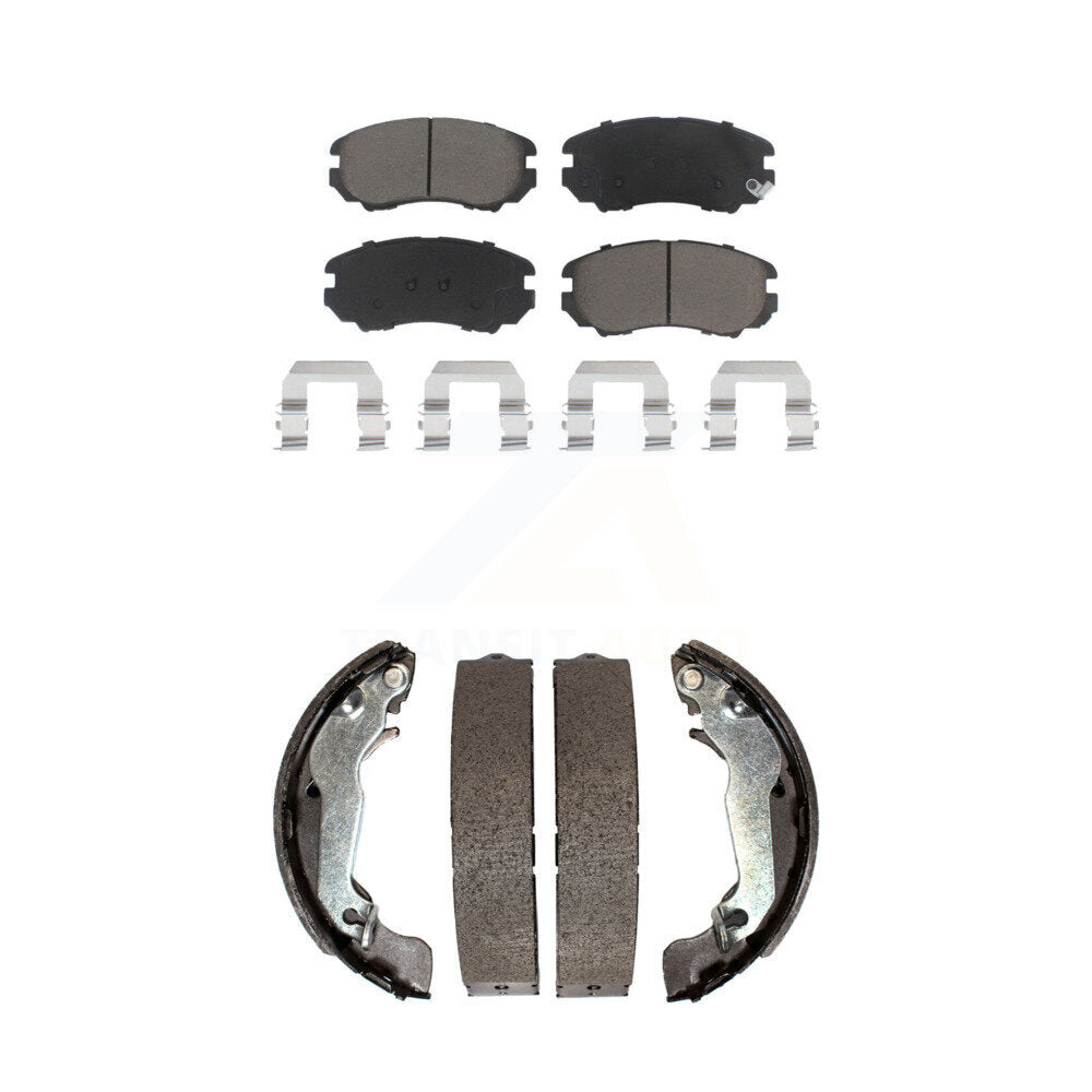 Front Rear Ceramic Brake Pads And Drum Shoes Kit For Hyundai Elantra