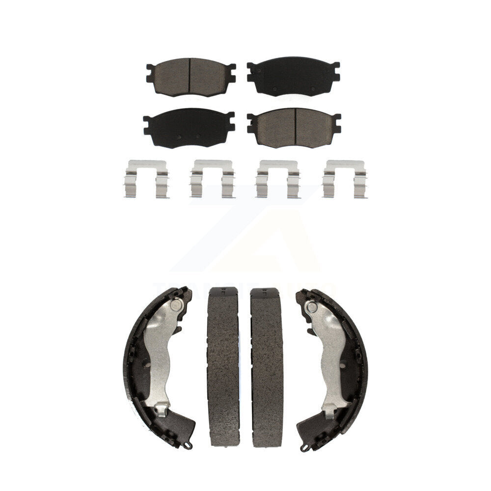 Front Rear Ceramic Brake Pads And Drum Shoes Kit For Hyundai Accent Kia Rio Rio5