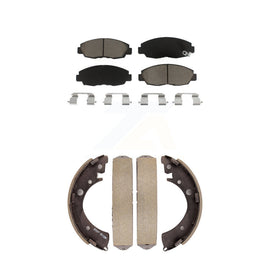 Front Rear Ceramic Brake Pads And Drum Shoes Kit For Honda Civic Acura EL