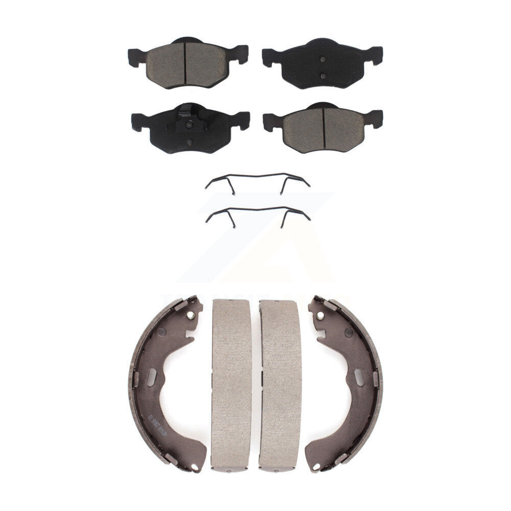 Front Rear Ceramic Brake Pads And Drum Shoes Kit For Ford Escape Mazda Tribute